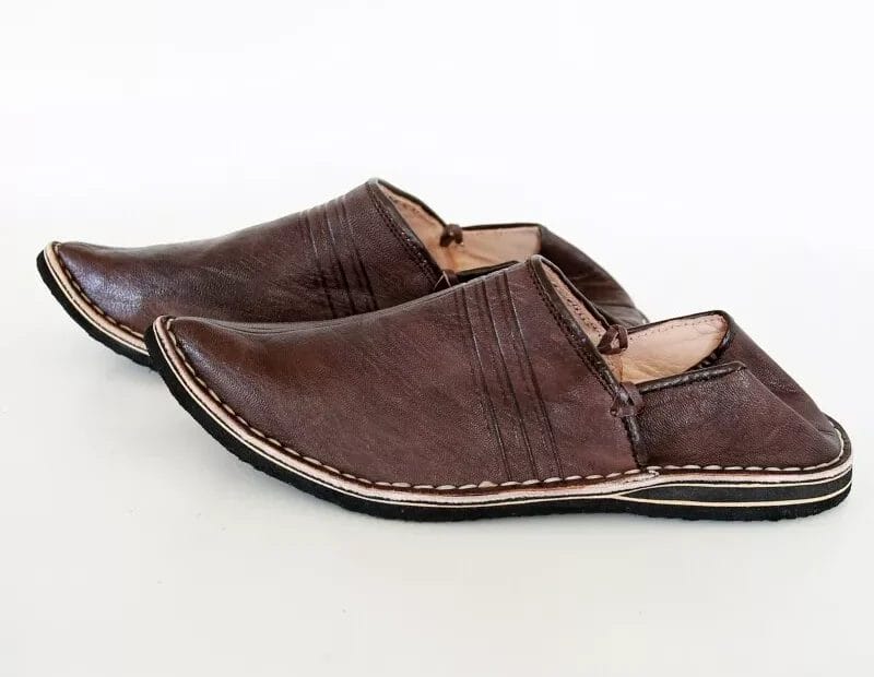 Berber Leather Handmade Slippers (Dark Brown) - Image 2