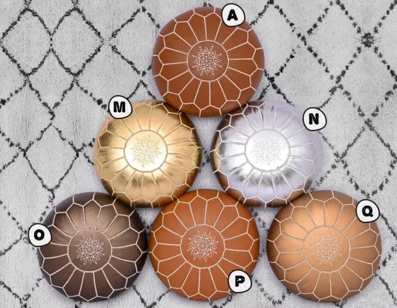 Footstools | Moroccan Pouf Ottoman | Genuine Leather - Image 2