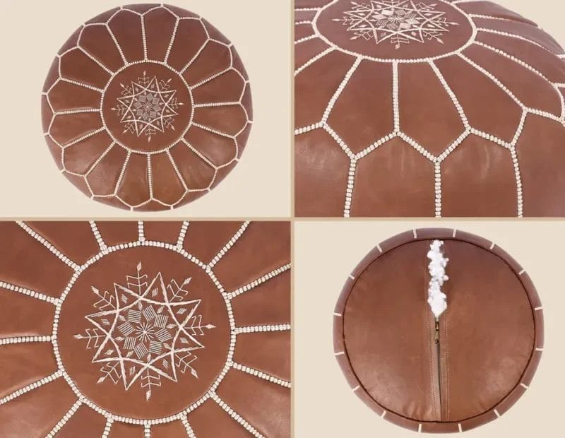 Footstools | Moroccan Pouf Ottoman | Genuine Leather - Image 14